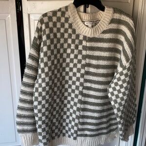 Blu Pepper Cozy Knit Sweater in Cream and Green